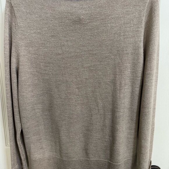 Talbots Sabrina Merino Button Cuff Sweater in Tan Gold Shimmer Size L - Picture 5 of 5